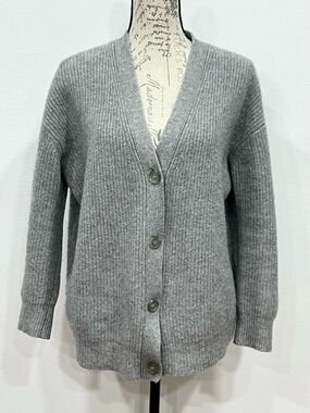 Jenni Kayne Cocoon Cardigan Womens XS 100% Cashmere Gray V Neck Button Front